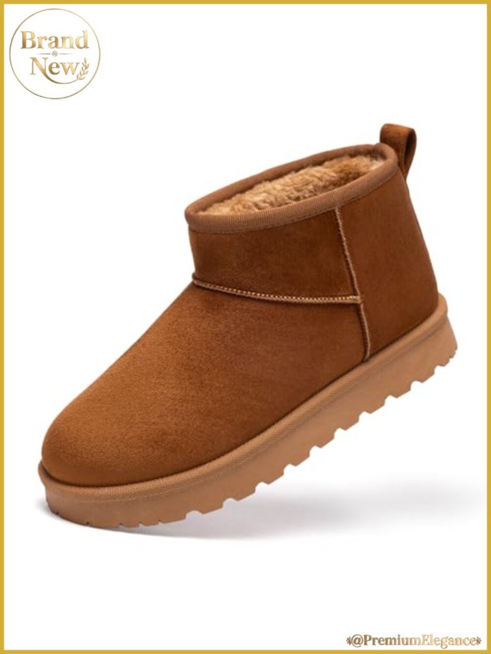 Women's Suede Platform Ankle Boots Faux Fur Lined Pull On Winter Booties